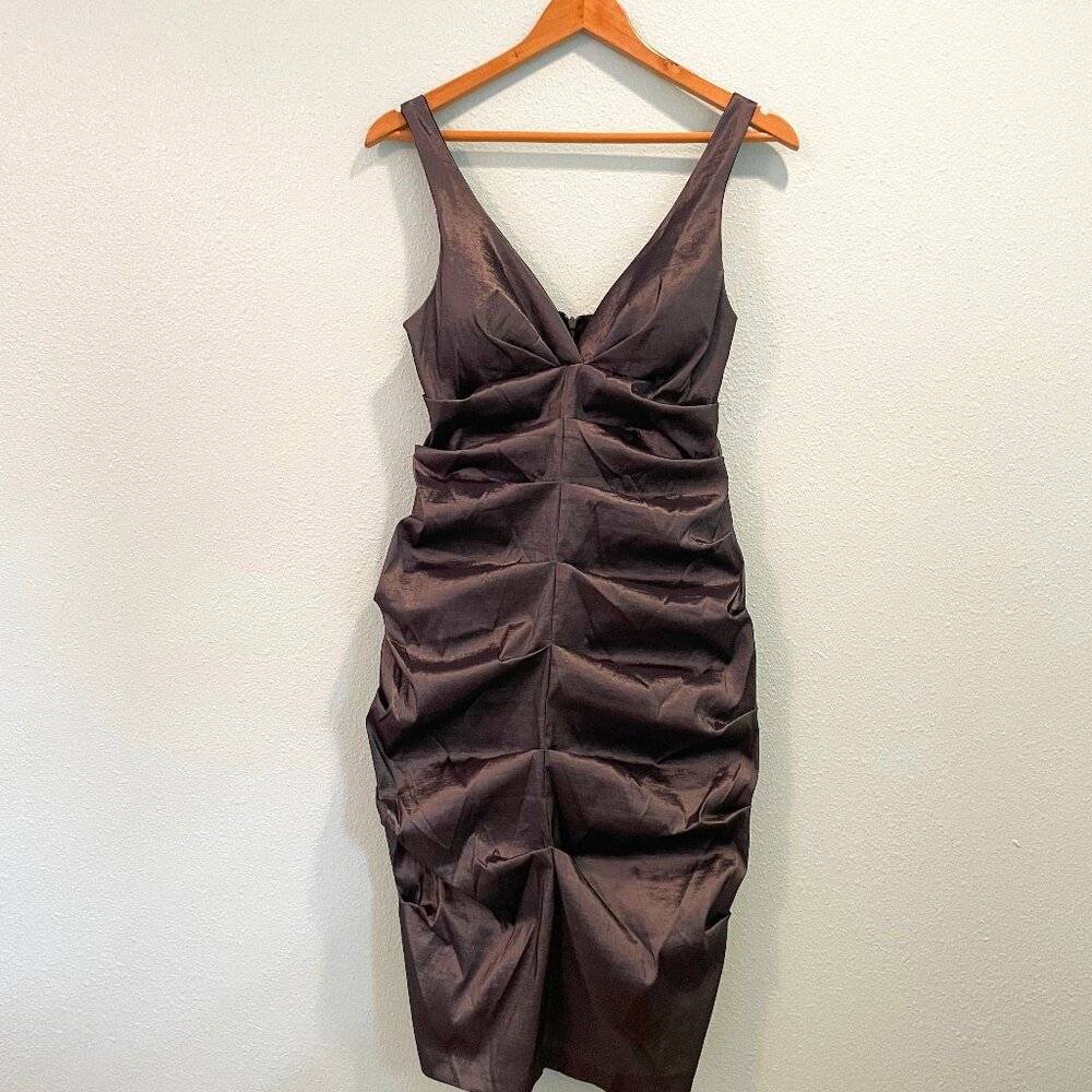 Juno Dress Collection Dark Gray‎ Silver Metallic Mini Dress Size Medium
